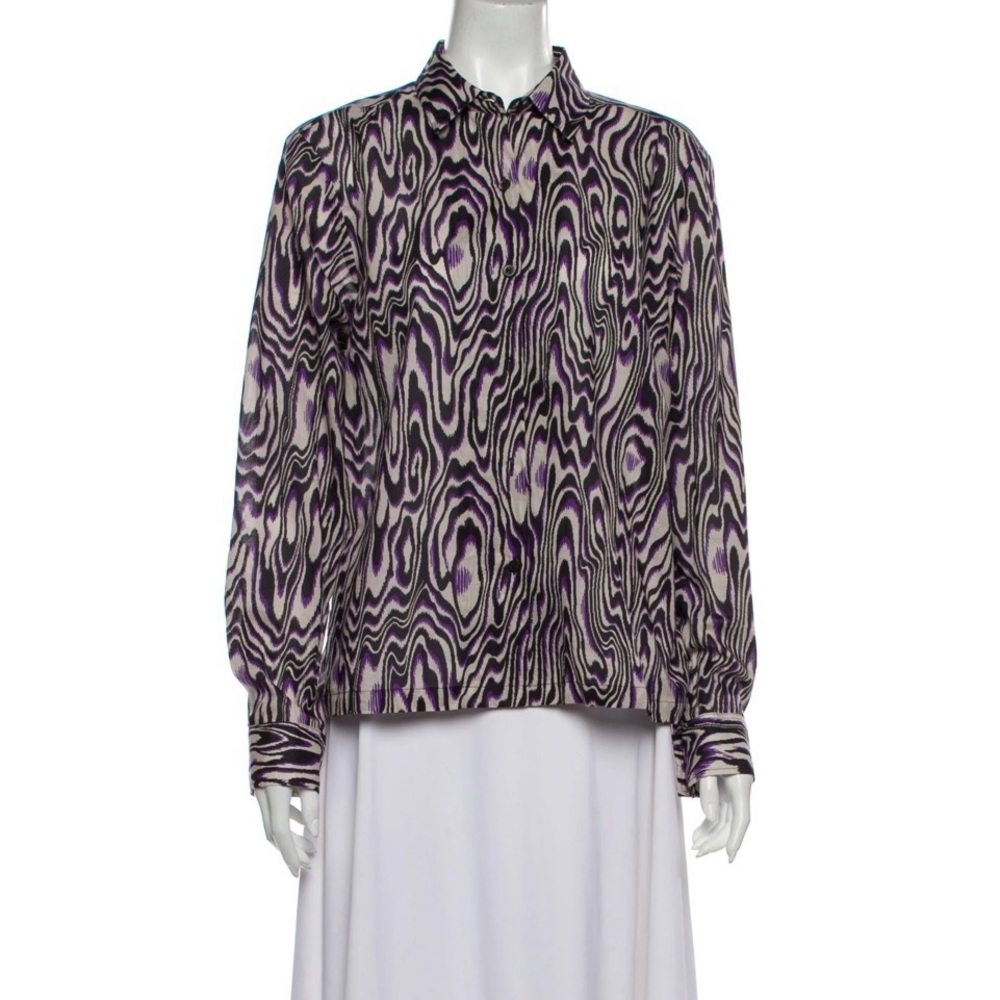 DRIES VAN NOTEN Printed Long Sleeve Button-Down Top